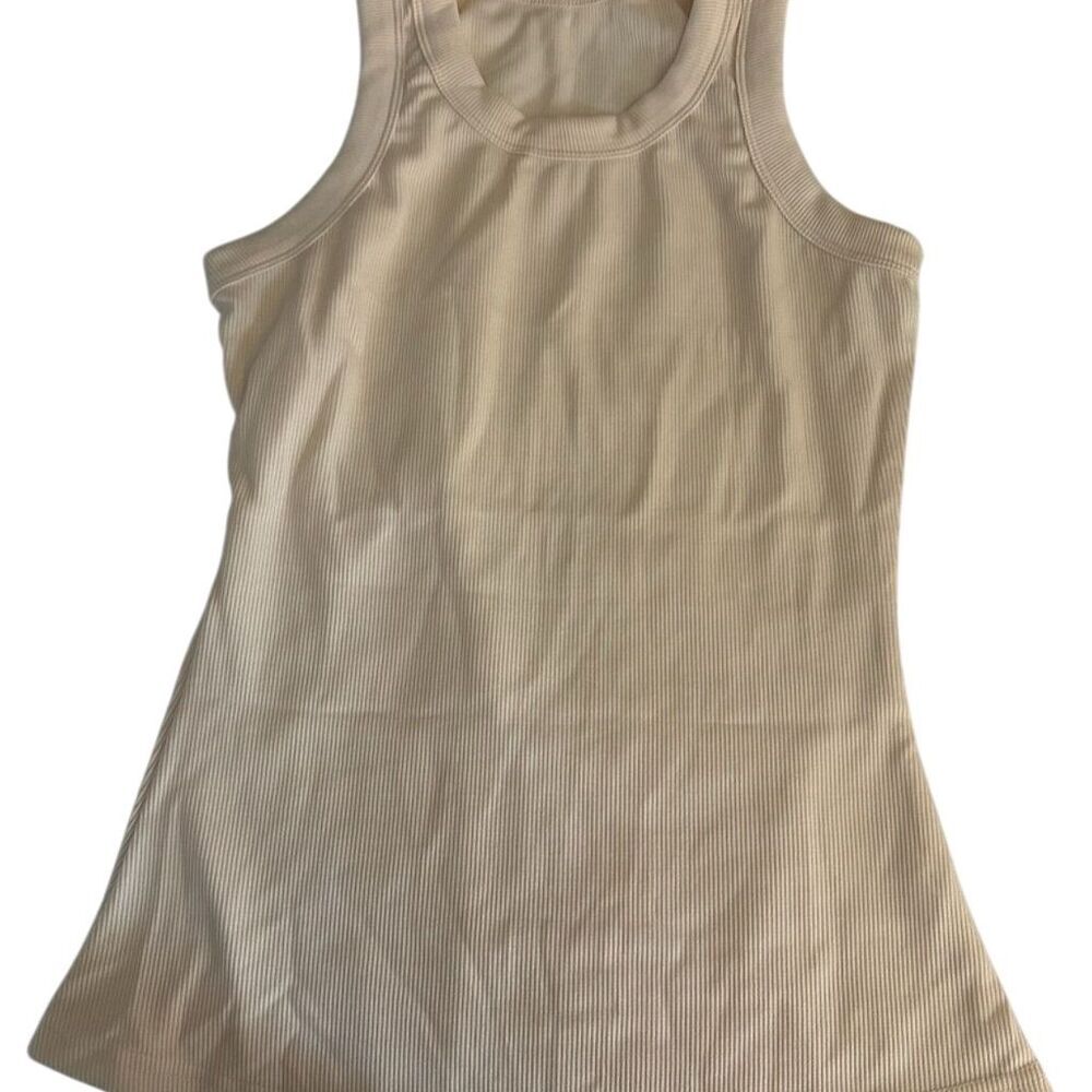 Women's Ribbed Beige Sleeveless Tank Top Size M